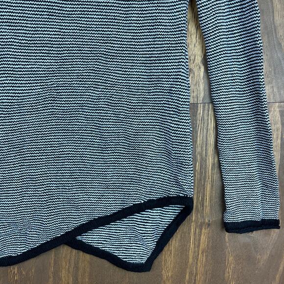 Express Womens Sweater Black White Stripe Wool Cowl Neck Asymmetrical Hem XS - Picture 5 of 13